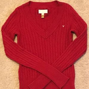 AMERICAN EAGLE red v-neck sweater sz S